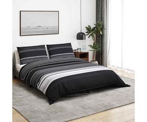 vidaXL Set Copripiumino Strisce Nere 240x220 cm in Cotone