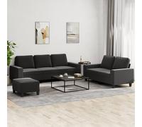 vidaXL Set d Divani 3 pz Nero in Tessuto