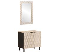 vidaXL Set da bagno Finitura di lavaggio in legno massello di mango massello, set di mobili da bagno, mobili moderni, decorazione del bagno rettangolare, essenziali per interni, soluzioni urbane
