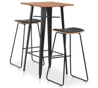 vidaXL Set da Bar 3 pz Acciaio Nero