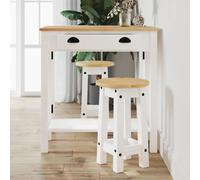 vidaXL Set da Bar 3 pz Bianco in Legno Massello di Pino