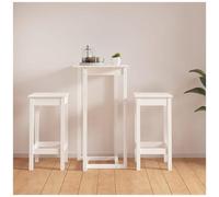 Set da bar 3 pz bianco in legno massello di pino