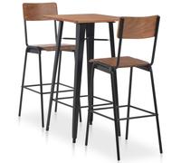 vidaXL Set da Bar 3 pz in Acciaio Marrone Nero