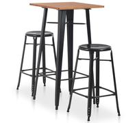 vidaXL Set da Bar 3 pz in Acciaio Nero