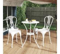 vidaXL Set da Bar 3 pz in Alluminio Pressofuso Bianco