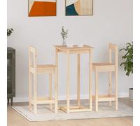 vidaXL Set da Bar 3 pz in Legno Massello di Pino