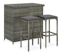 vidaXL Set da Bar 3 pz in Polyrattan Grigio