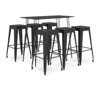vidaXL Set da Bar 7 pz Nero