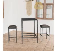 vidaXL Set da Bar da Giardino 3 pz con Cuscini in Polyrattan Grigio