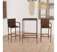 vidaXL Set da Bar da Giardino 3 pz in Polyrattan Marrone