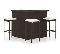 VIDAXL - Set Da Bar Da Giardino 4 Pz Con Cuscini In Polyrattan Marrone