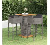 vidaXL Set da Bar da Giardino 5 pz con Cuscini in Polyrattan Grigio