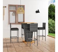vidaXL Set da Bar da Giardino 5 pz con Cuscini in Polyrattan Grigio