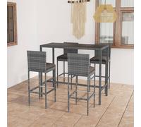 vidaXL Set da Bar da Giardino 5 pz con Cuscini in Polyrattan Grigio