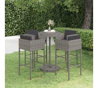 vidaXL Set da Bar da Giardino 5 pz con Cuscini in Polyrattan Grigio