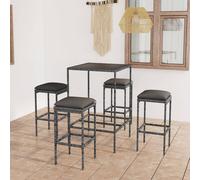 vidaXL Set da Bar da Giardino 5 pz con Cuscini in Polyrattan Grigio