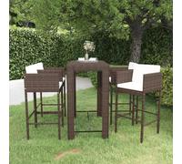 vidaXL Set da Bar da Giardino 5 pz con Cuscini in Polyrattan Marrone