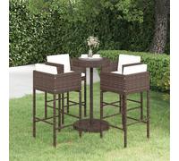 vidaXL Set da Bar da Giardino 5 pz con Cuscini in Polyrattan Marrone