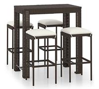 vidaXL Set da Bar da Giardino 5 pz con Cuscini in Polyrattan Marrone