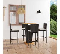 vidaXL Set da Bar da Giardino 5 pz con Cuscini in Polyrattan Nero