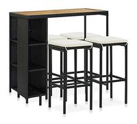 vidaXL Set da Bar da Giardino 5 pz con Cuscini in Polyrattan Nero
