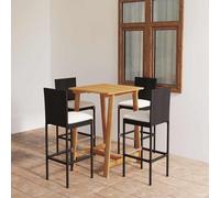 vidaXL Set da Bar da Giardino 5 pz con Cuscini Nero