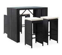 VIDAXL - Set Da Bar Da Giardino 5 Pz In Polyrattan E Vetro Nero