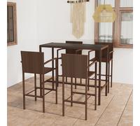 vidaXL Set da Bar da Giardino 5 pz in Polyrattan Marrone