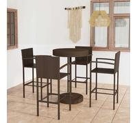 vidaXL Set da Bar da Giardino 5 pz in Polyrattan Marrone