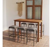 vidaXL Set da Bar da Giardino 7 pz con Cuscini Grigio