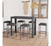 vidaXL Set da Bar da Giardino 7 pz con Cuscini in Polyrattan Grigio