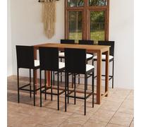 vidaXL Set da Bar da Giardino 7 pz con Cuscini Nero