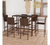 vidaXL Set da Bar da Giardino 7 pz in Polyrattan Marrone