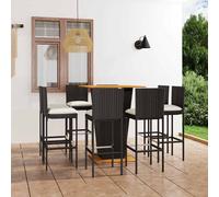 vidaXL Set da Bar da Giardino 9 pz con Cuscini in Polyrattan Nero