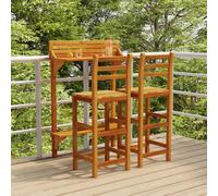 vidaXL Set da Bar per Balcone 3 pz in Legno Massello di Acacia