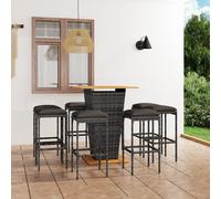 vidaXL Set da Bar per Giardino 9 pz con Cuscini in Polyrattan Grigio
