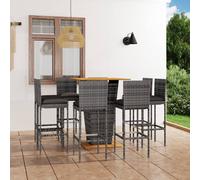 vidaXL Set da Bar per Giardino 9 pz con Cuscini in Polyrattan Grigio