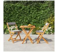 VIDAXL - Set Da Bistr Pieghevole 3pz Con Cuscini Legno Massello Acacia