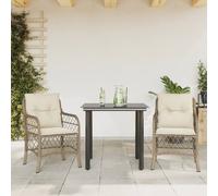 vidaXL Set da Bistrò 3 pz con Cuscini Beige in Polyrattan
