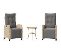 vidaXL Set da Bistrò 3 pz con Cuscini Beige Misto in Polyrattan