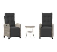 vidaXL Set da Bistrò 3 pz con Cuscini Grigio Chiaro in Polyrattan