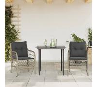 Set da Bistrò 3 pz con Cuscini Grigio Chiaro in Polyrattan