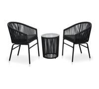 VIDAXL - Set Da Bistro 3 Pz Con Cuscini In Rattan Pvc Nero