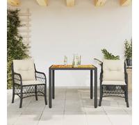 Set da Bistrò 3 pz con Cuscini Nero in Polyrattan