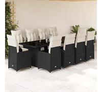 SET TAVOLO E SEDIE VIDAXL da Bistrot 11 pz con Cuscini Nero in Polyrattan - 3277292