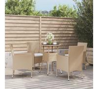 Set da Bistrò da Giardino 5 pz con Cuscini Beige in Polyrattan