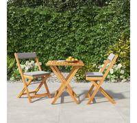 vidaXL Set da Bistrò Pieghevole 3pz con Cuscini Legno Massello Acacia
