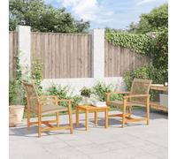 vidaXL Set da Bistrot 3 pz Beige in Polyrattan e Legno di Acacia