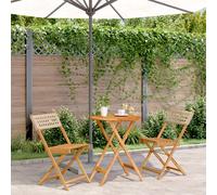 vidaXL Set da Bistrot 3 pz Beige in Polyrattan e Legno Massello