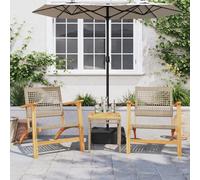 vidaXL Set da Bistrot 3 pz Beige in Polyrattan e Legno Massello Acacia